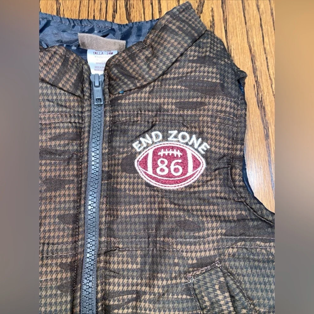 Boyz Wear by Nannette Boys Brown Puffer Vest Jacket With Zipper Size 24m